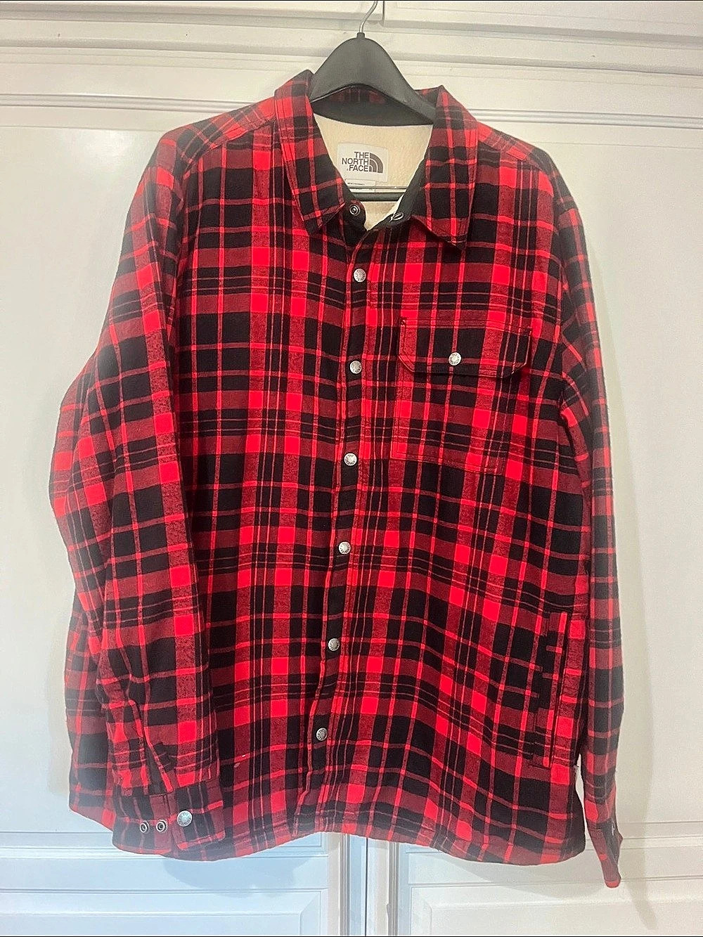 The North Face Campground Sherpa Shirt Jacket Red & Black XXL